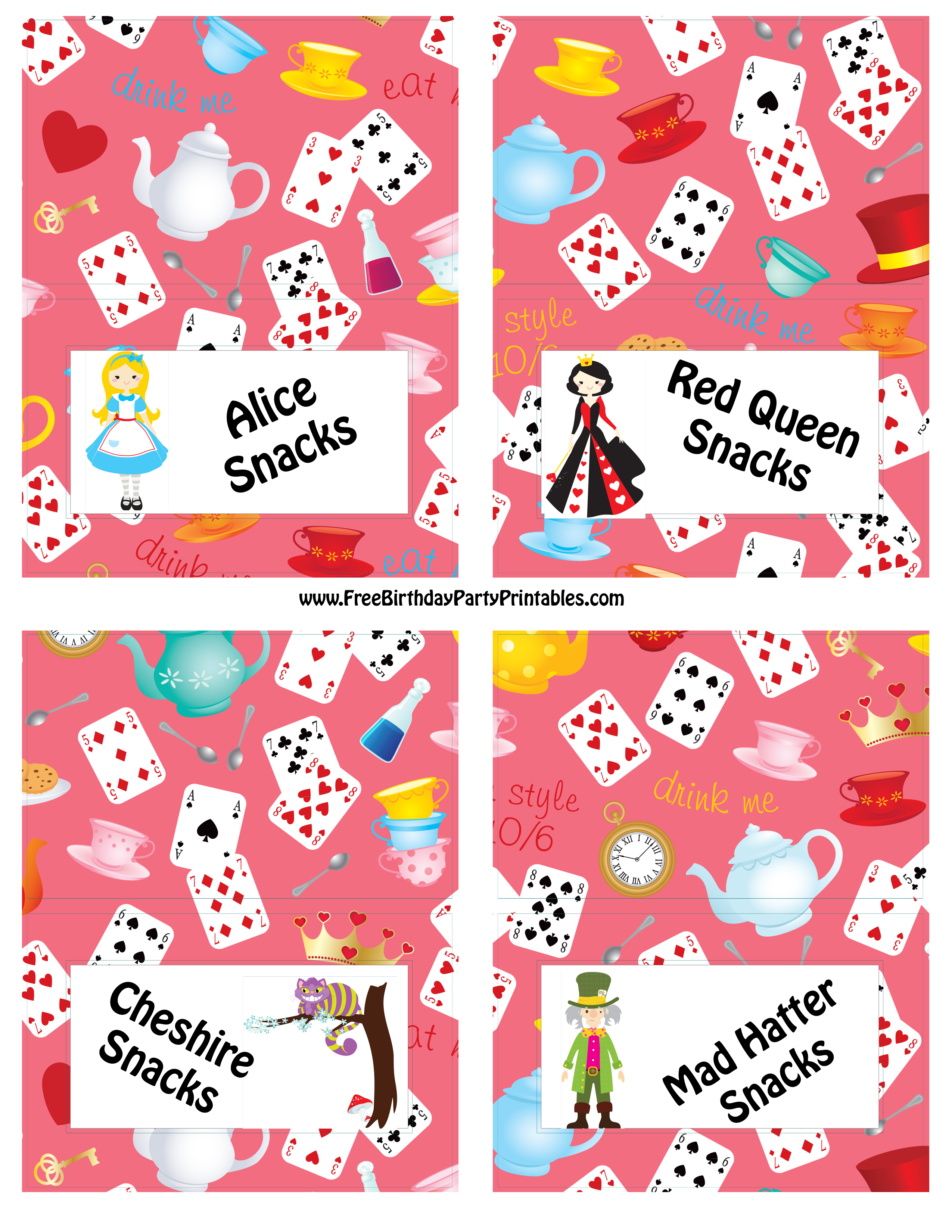 Free Printable Alice in Wonderland Tags from PrintableTreats.com ...